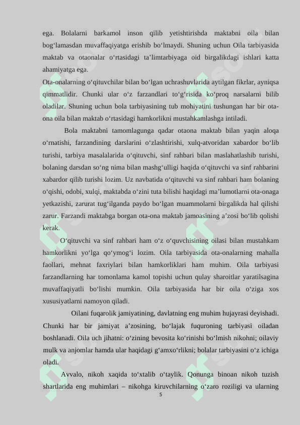 Oila tarbiyasida ko‘p uchraydigan xatoliklar va ularni oldini olish mexanizmlarini takomillashtirish 5
