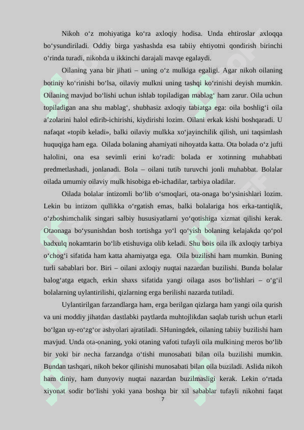 Oila tarbiyasida ko‘p uchraydigan xatoliklar va ularni oldini olish mexanizmlarini takomillashtirish 7