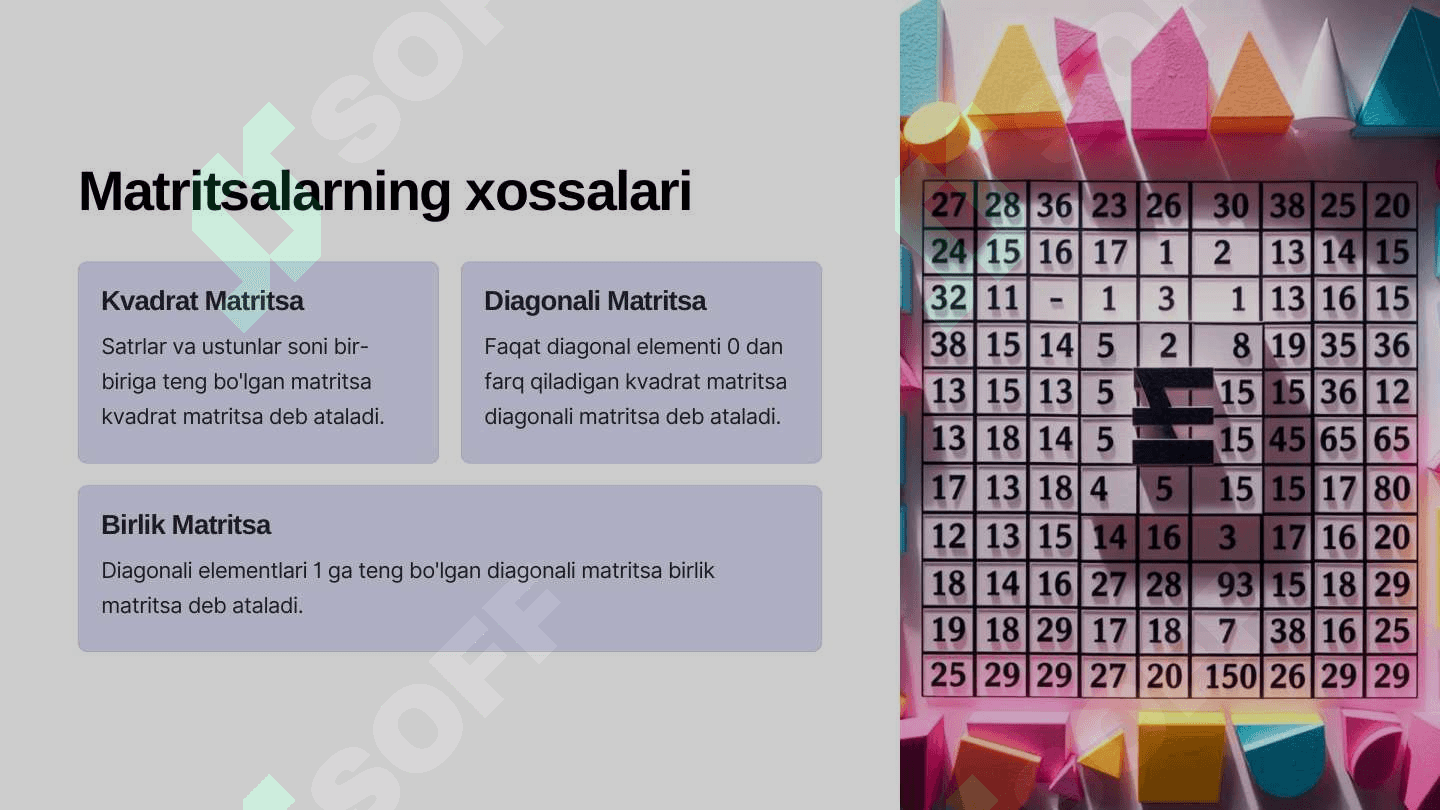 Matritsalar matematikaning muhim qismi 3