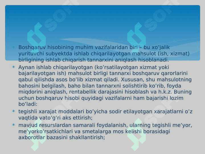 XARAJATLARNI MODDALARI BO'YICHA KALKULATSIYA QILISH 3