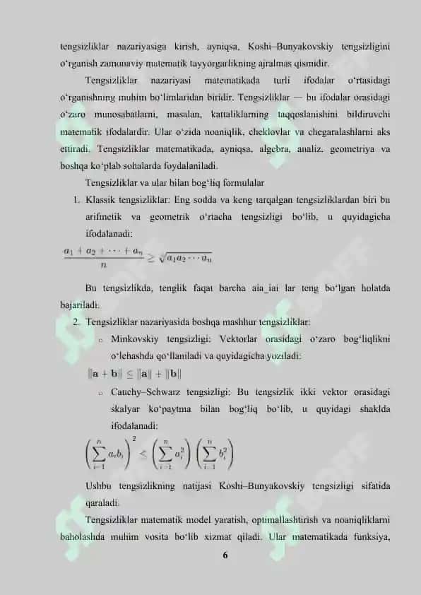Koshi-Bunyakovskiy tengsizligi 6