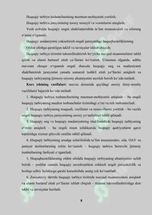 Huquqiy tarbiya jarayonini tashkil etish 8