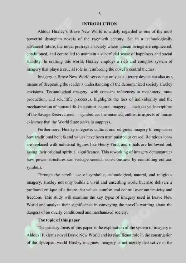 The system of images in Huxley's novel «Brave New World" 4