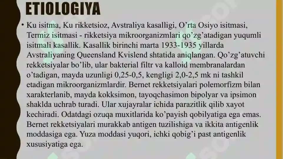 Rikkietsiya (Qo‘zg‘atuvchi rikketsiyalardan tashkil topgan kasalliklar) 3