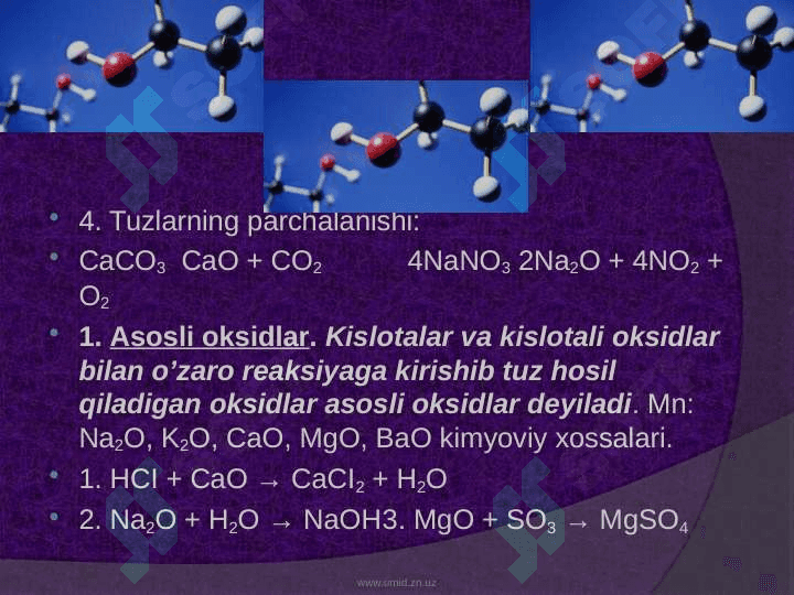 ANORGANIK BIRIKMALARNING ASOSIY SINFLARI. 4