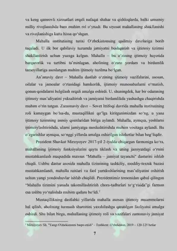Mahalla ijtimoiylashuvning an‘anaviy omili sifatida 7