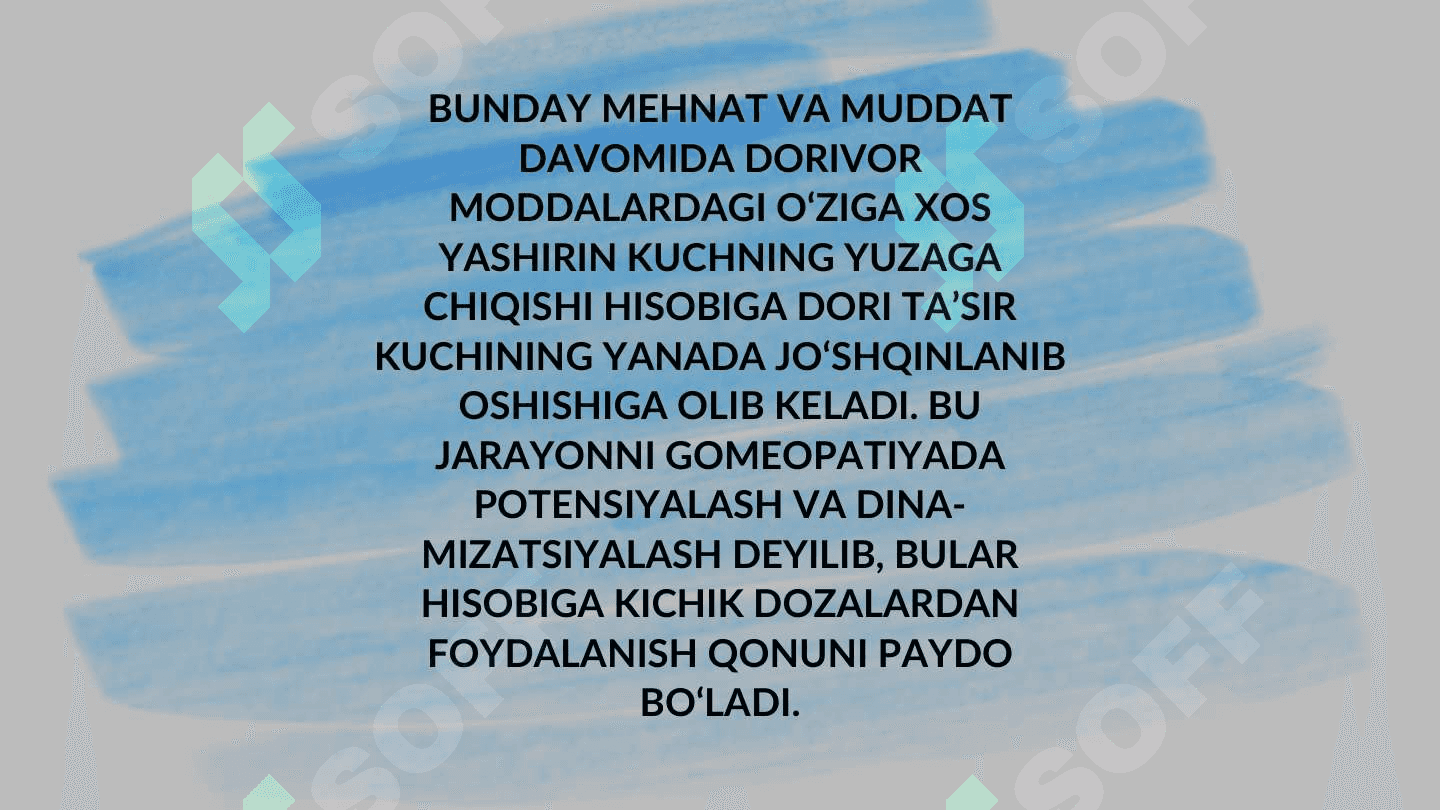 GOMEOPATIK TRITURATSIYALARNI SUYULTIRISH 3