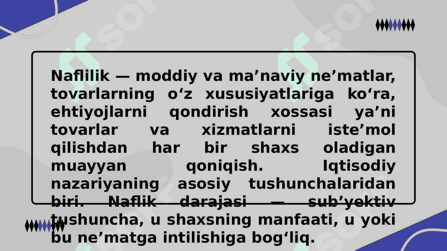 NAFLILIK VA CHEKLI NAFLILIK. CHEKLI NAFLILIKNING KAMAYISH QONUNI 3