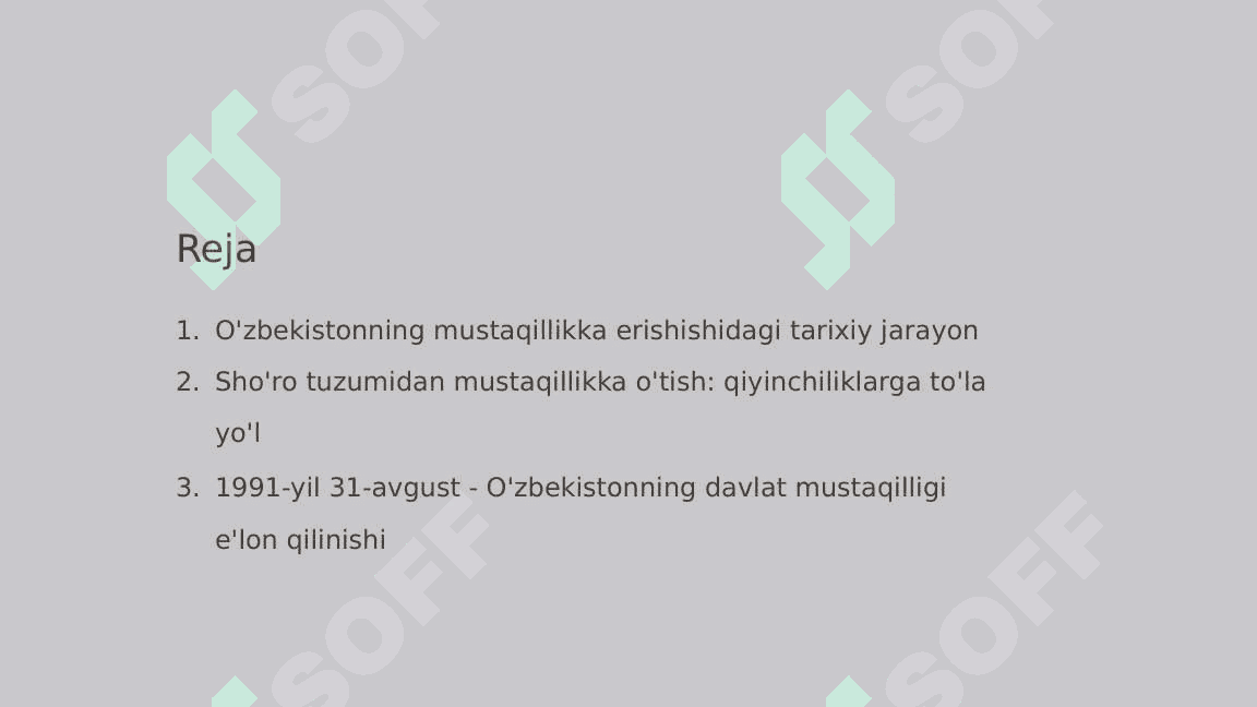 Mustaqil O'zbekiston Respublikasining tashkil topishi va uning tarixiy ahamiyati 2