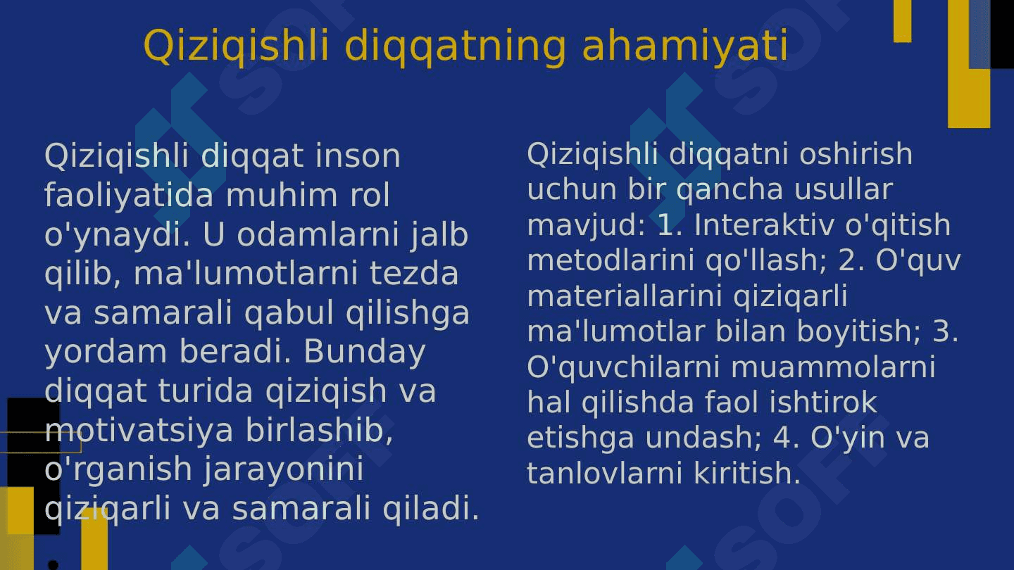 Diqqat turlari va uning xususiyatlari 8