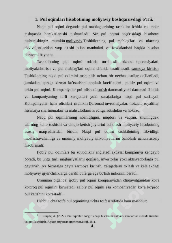 Pul oqimlari to’g’risidagi hisobot va uning tahlili 4