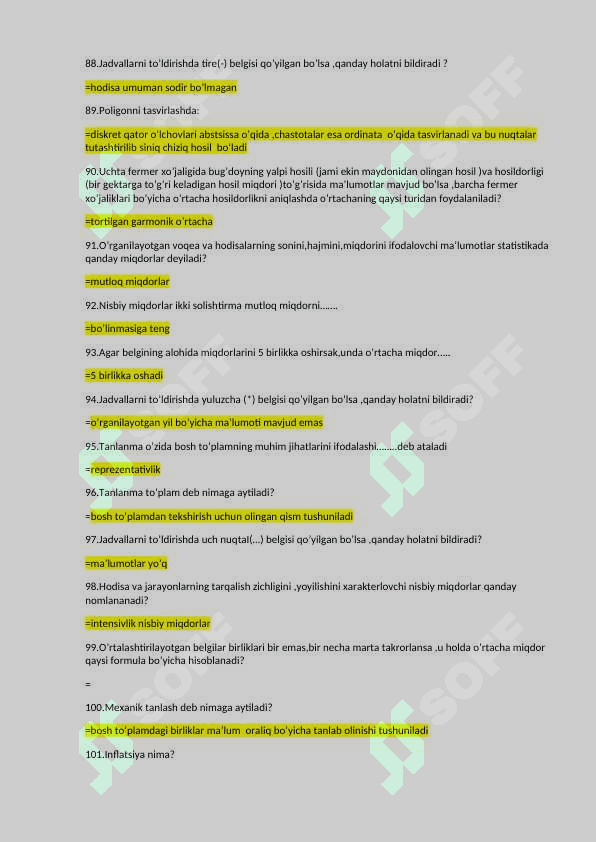 statiska fanida oraliq nazorat test savollari va javoblari docx 7