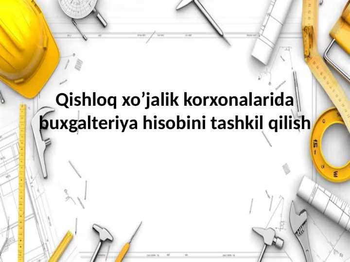 Qishloq xo’jalik korxonalarida buxgalteriya hisobini tashkil qilish
