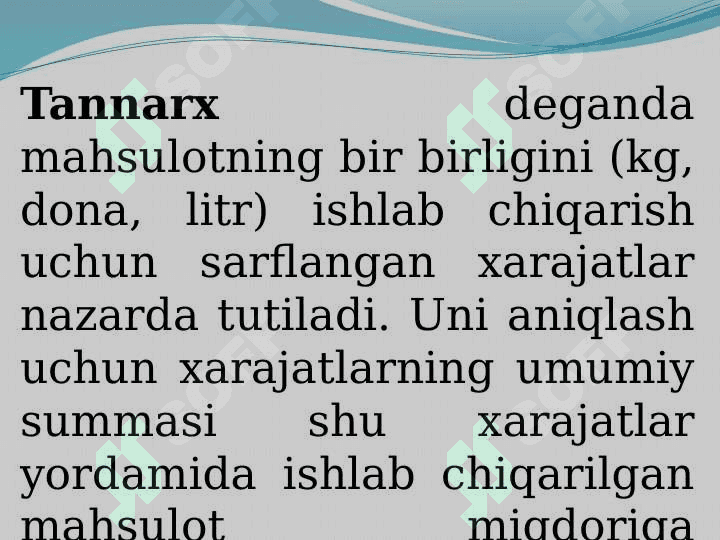 Qishloq xo`jaligi mahsulotlarining tannarxini hisoblash tartibi 7