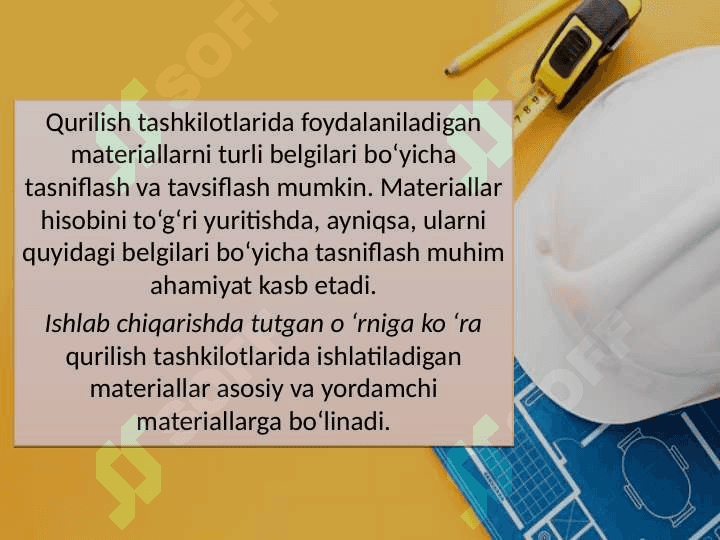 Qurilish tashkilotlarida materiallar hisobi 4