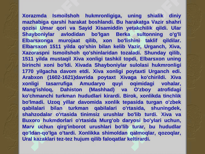 Turkistonning xonliklarga bo'linib ketishi, uning sabab va oqibatlari 6