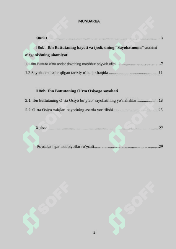 IBN BATTUTANING O’RTA OSIYOGA SAYOHATI KURS ISHI 2