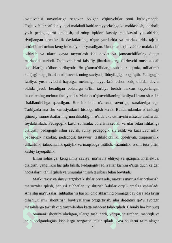 O‘quvchiga pedagogik ta’sir ko‘rsatish mahorati 7