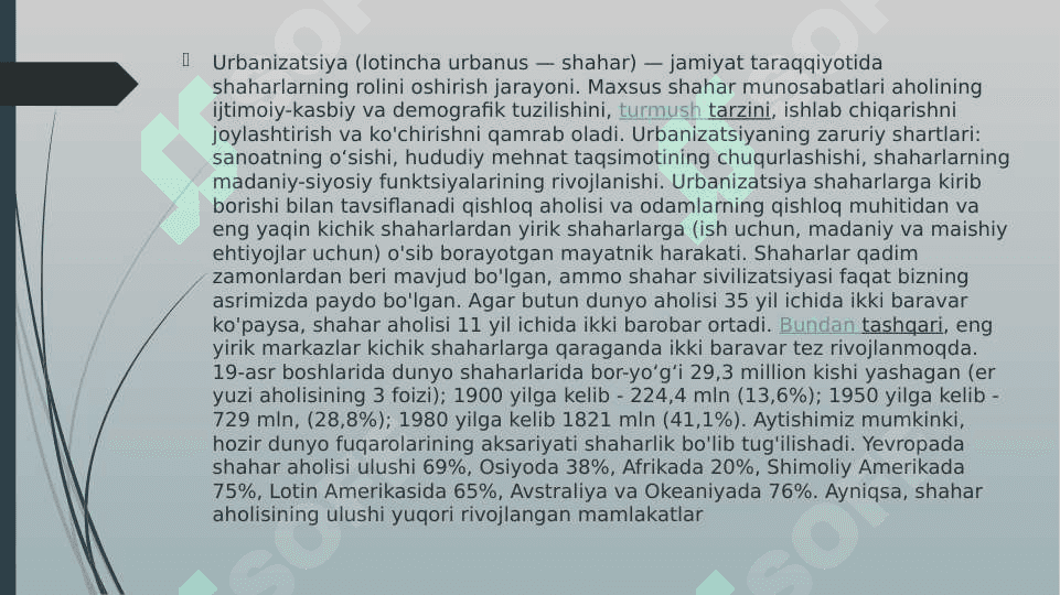 Urbanizatsiya va atrof muhit muammolari 2