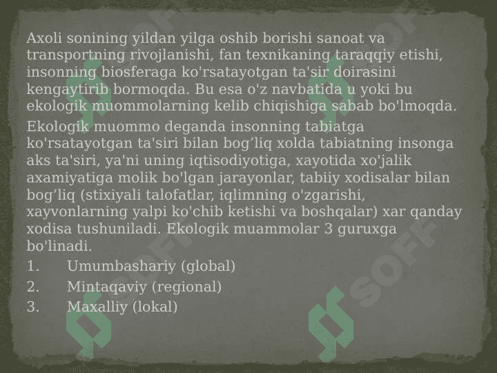 Ekologik muammolar 2