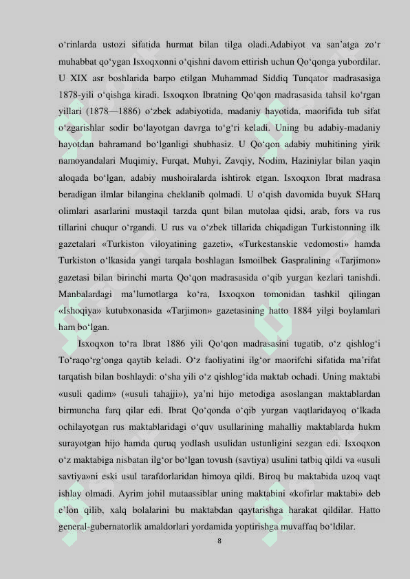 Isxoqxon Ibrat hаyoti vа fаоliyati tаriхshunоsligi” mаvzusidаgi mаlаkаviy bitiruv ishi 6