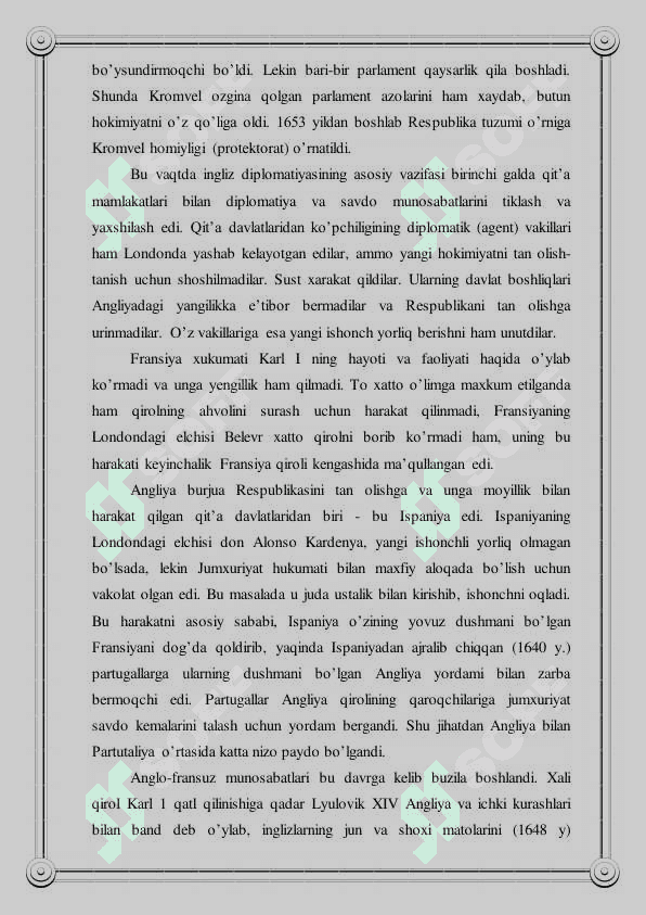 INGLIZ BURJUA INQILOBI DAVRI DIPLOMATIYASI 5