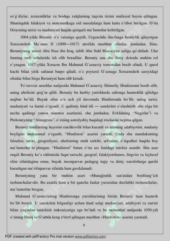 ABU RAYHON BERUNIYNING ILMIYMA` RIFIY QARASHLARI 8