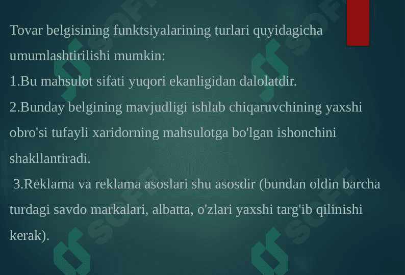 TOVAR BELGISI VA MARKIROVKALASH 6