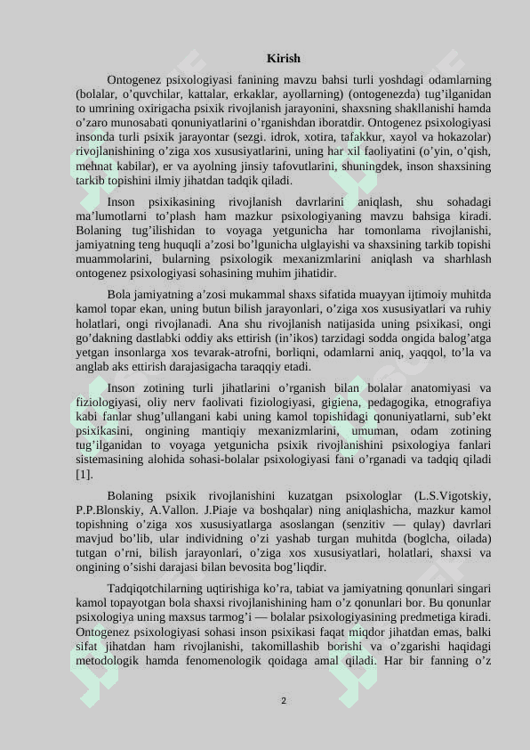 INSON PSIXIKASINING ONTOGENEZDA RIVOJLANISHI 2