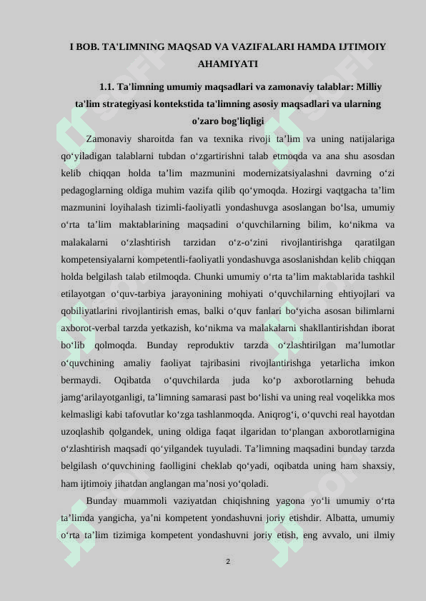 TA'LIM MAQSADLARI, IJTIMOIY MAQSADLAR, TA'LIM SIFATI, TA'LIM YO'NALISHI, TA'LIM OLUVCHILARNING PSIXOLOGIK XAVFSIZLIGI, TA'LIMNI PSIXOLOGIK TA'MINLASH, TA'LIMNI IJTIMOIY-MADANIY VAZIFALARI 2