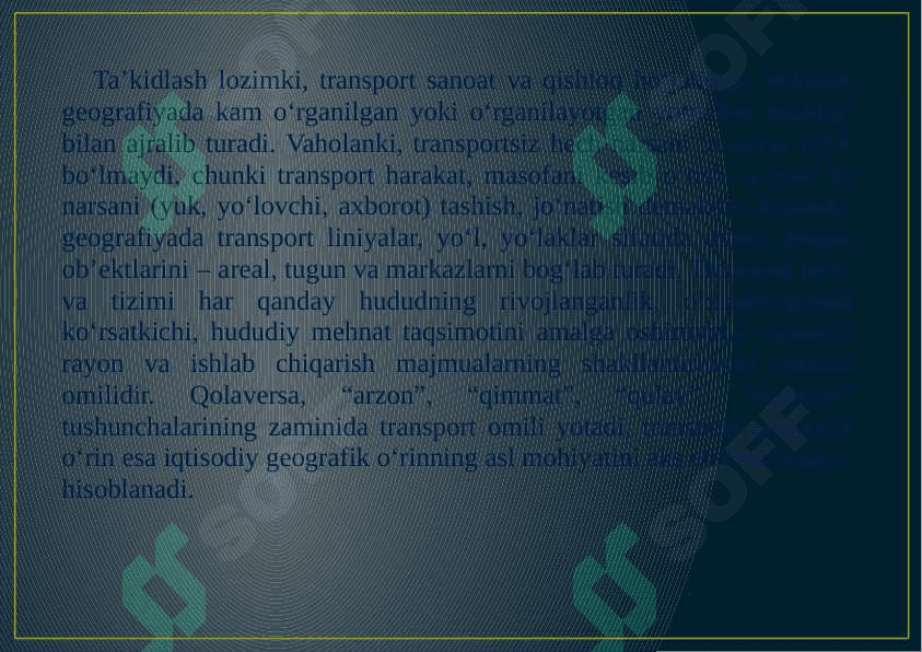 Transport tarmoqlarini rivojlanishiga ta’sir etuvchi omillar 5
