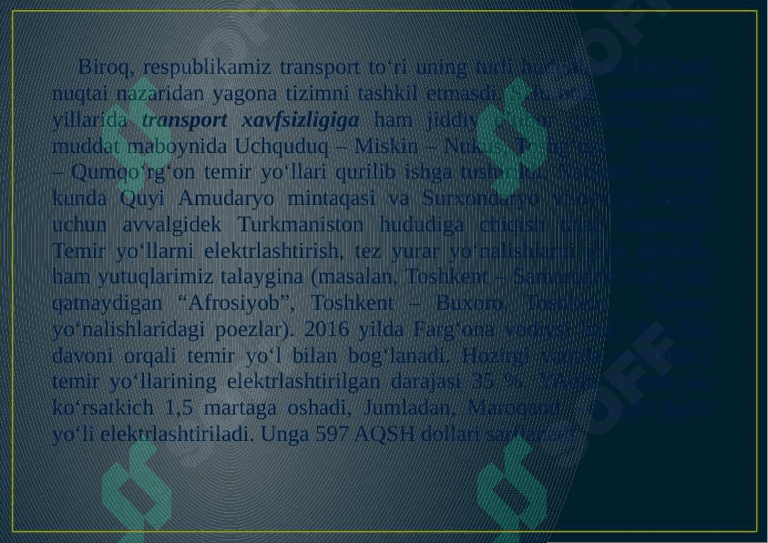 Transport tarmoqlarini rivojlanishiga ta’sir etuvchi omillar 8