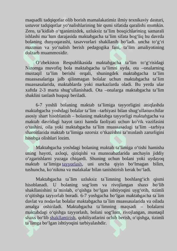 Mustaqil faoliyat- maktabgacha yoshdagi bolalarga ta’lim berishning asosiy shakli 2