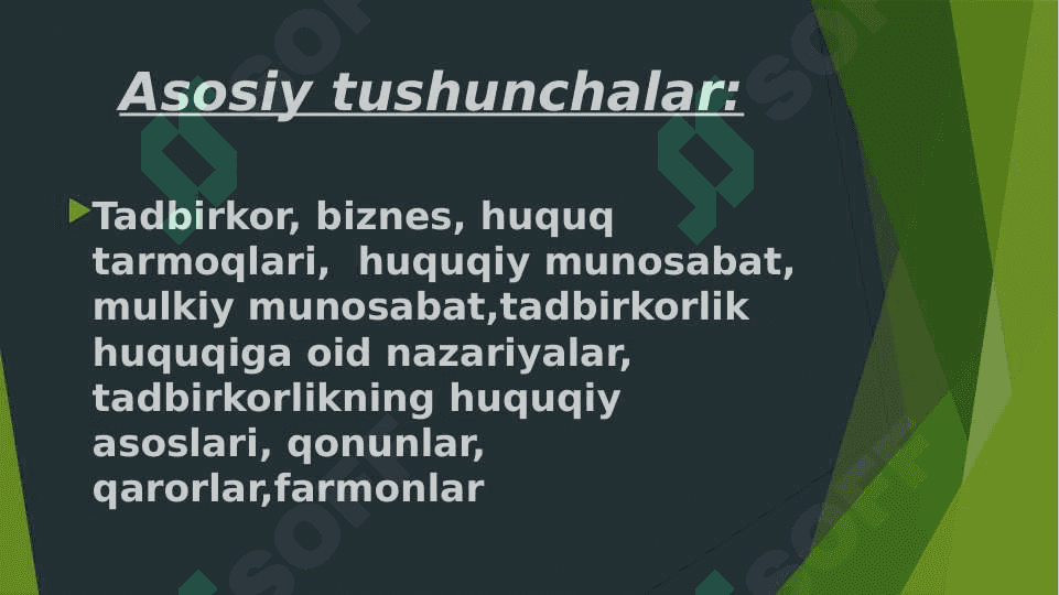 TADBIRKORLIK HUQUQI TUSHUNCHASI VA MANBALARI 2