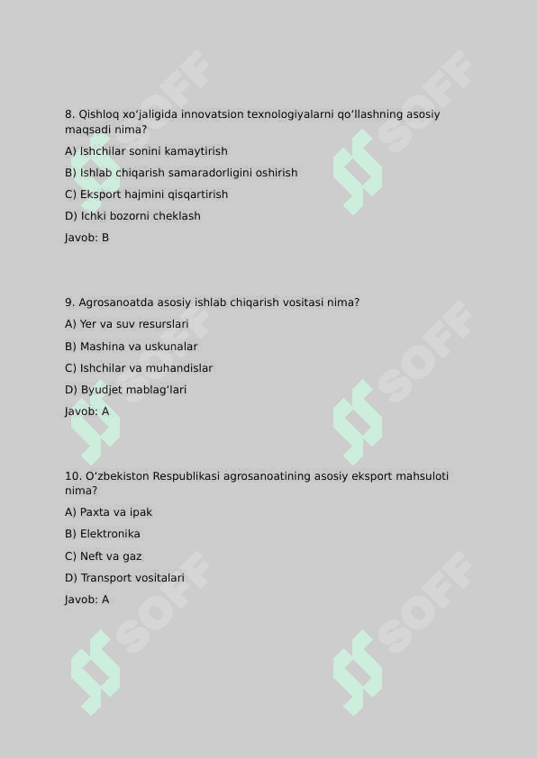 Davlat xizmatchisi agros test 3