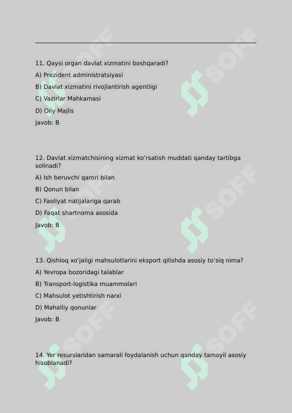 Davlat xizmatchisi agros test 4
