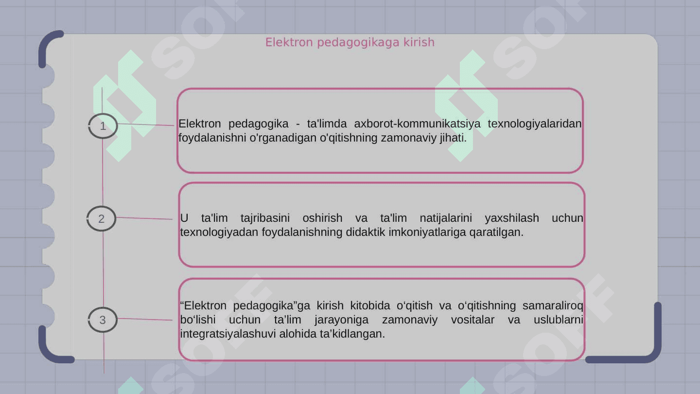 Elektron pedagogika - Axborot komunikatsiya texnalogiyalari va ularni ta'lim jarayonida qo'llashning didaktik imkoniyatlari 3
