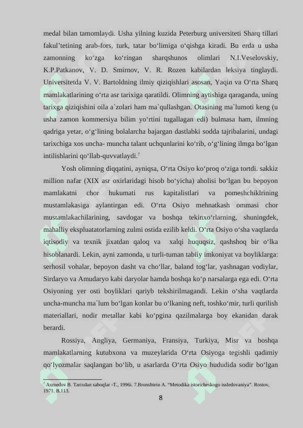 MARKAZIY OSIYO XALQLARINING MANBASHUNOSLIGI FANIDAN 8