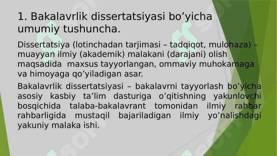 Bakalavr  dissertatsiyasi mavzusining tanlanishi va ifodalanishi 2