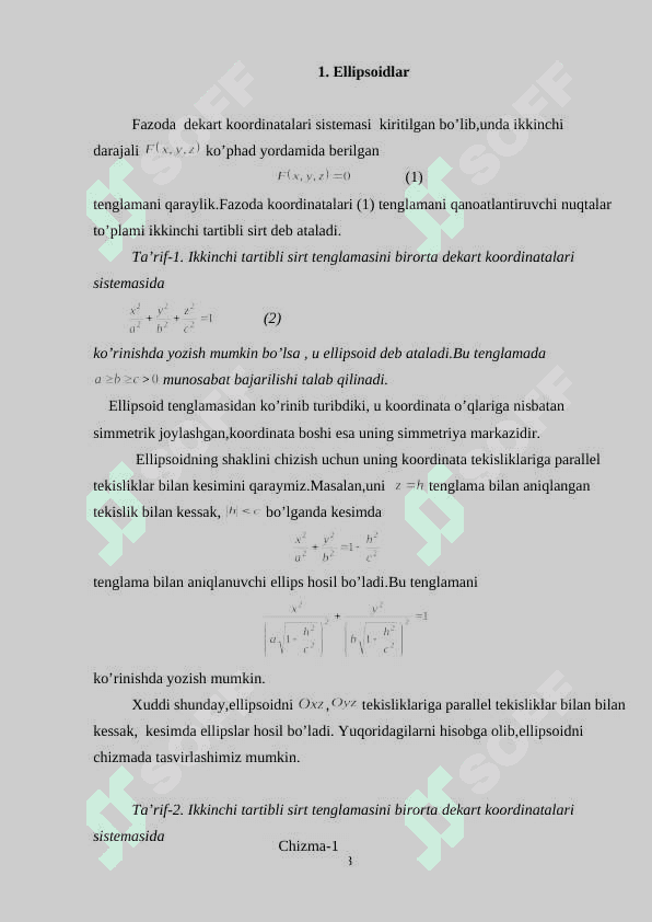 Ellipsoid va giperboloid 3