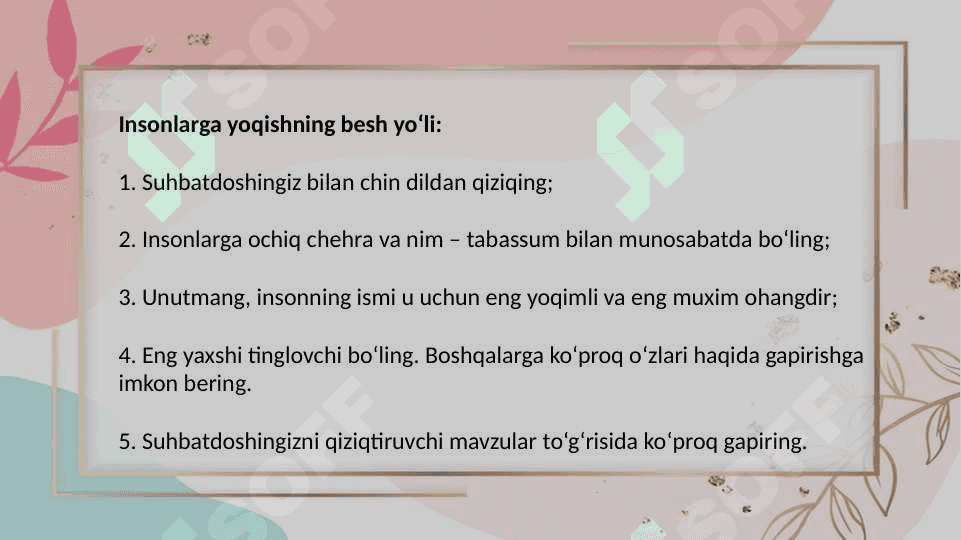 MUOMALA MADANIYATI VA TO`GRI MULOQOT QOIDALARI 4
