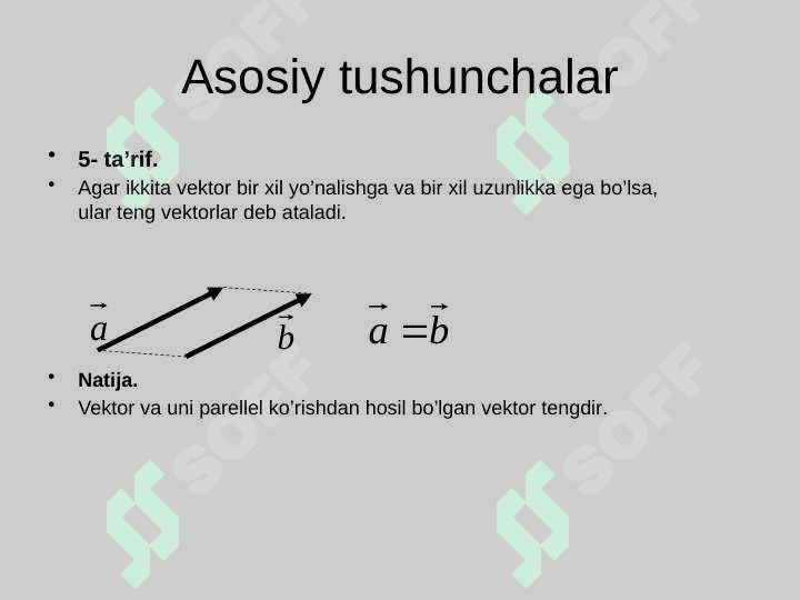 VEKTORLARNING SKALYAR  VEKTOR VA ARALASH KO'PAYTMALARI 5