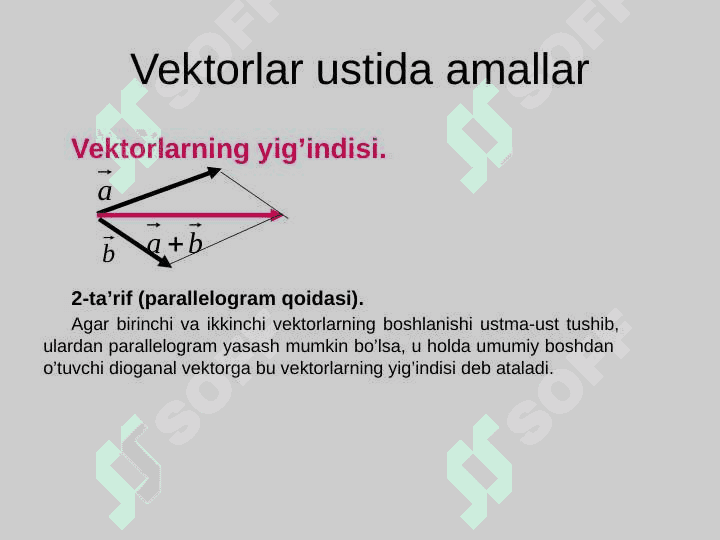 VEKTORLARNING SKALYAR  VEKTOR VA ARALASH KO'PAYTMALARI 8
