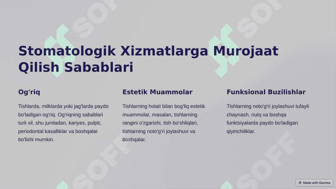 Stamatologik Bemorlarni Parvarishlash 2