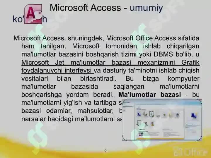 Access dasturining qo’shimcha imkoniyatlari 3