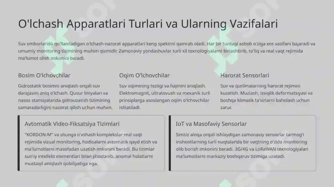 Suv Omboridagi Inshootlarga Ekspluatatsiya Paytida Nazorat: O'lchash Apparatlari Yordamida Samarali Monitoring 3