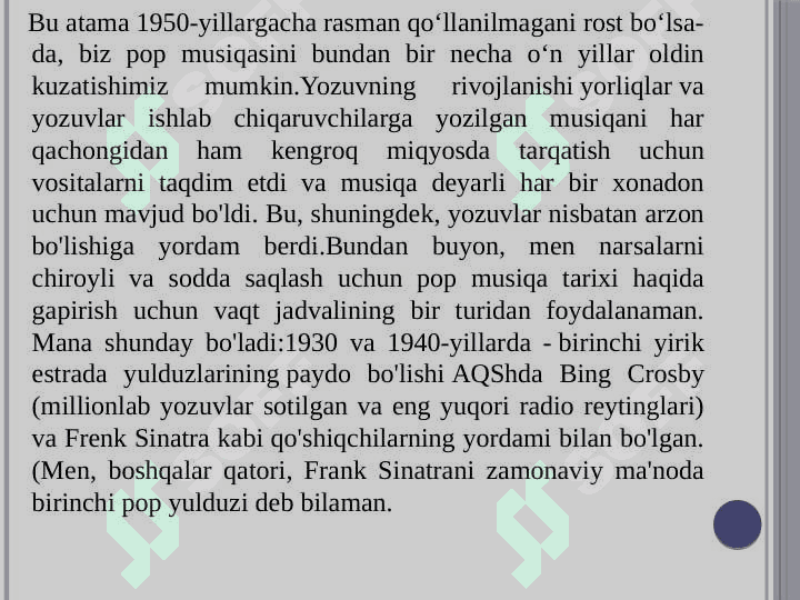 Pop musiqasining rivojlanish bosqichlari 3