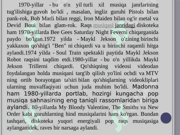 Pop musiqasining rivojlanish bosqichlari 5