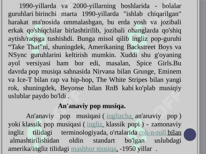 Pop musiqasining rivojlanish bosqichlari 6
