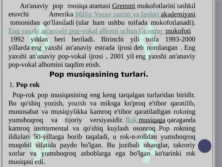 Pop musiqasining rivojlanish bosqichlari 8